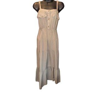 Stella Tweed Sleeveless Tiered Maxi Dress With Adjustable Straps Size Medium